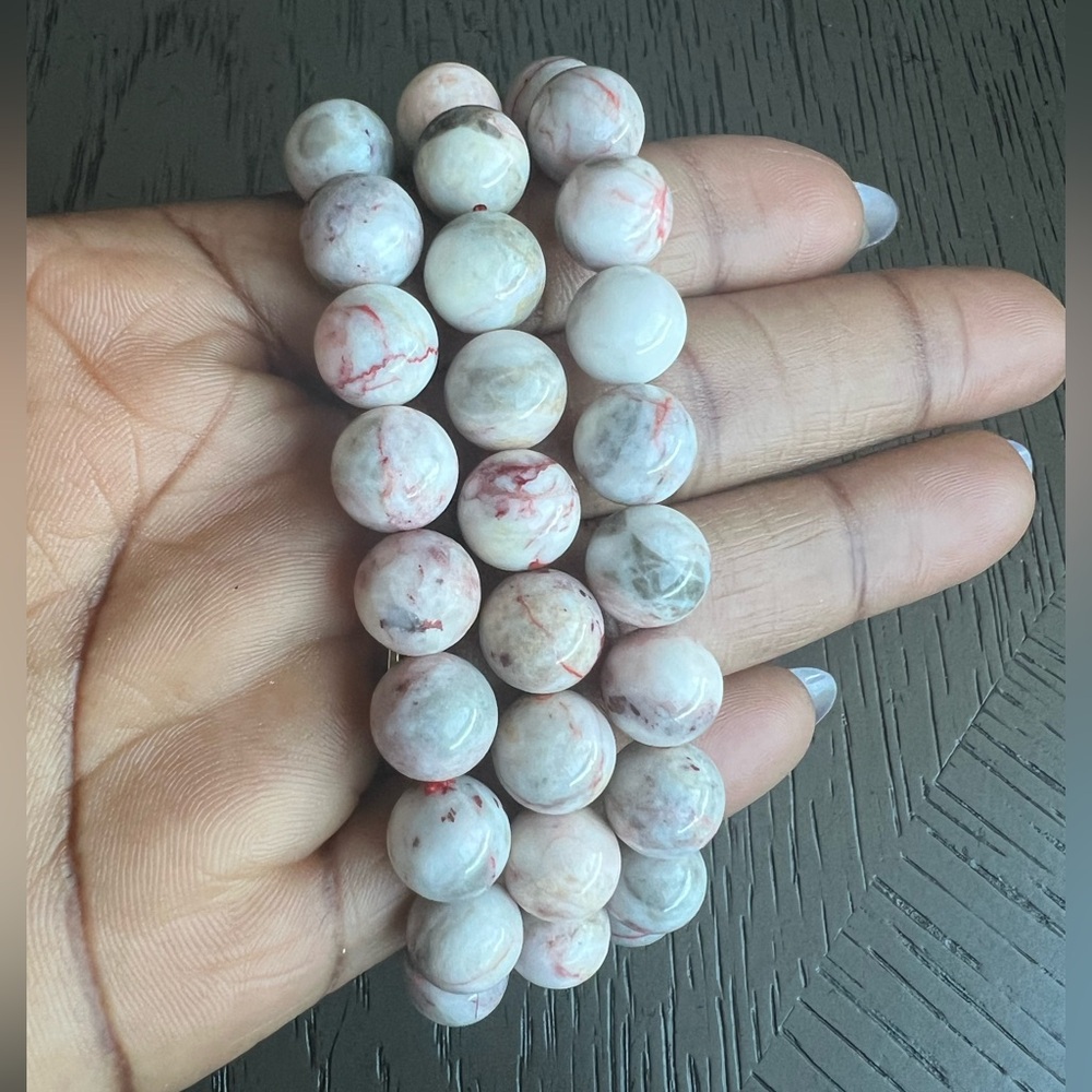 (ONE) Cinnabar bracelet 10mm SIZE 6.5’